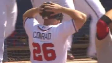 Brooks Conrad in disbelief after he hit the walk off grand slam